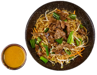 Gebrat. Nudeln Süß-Sauce Soße